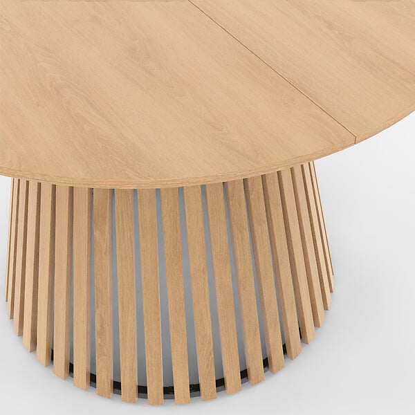 ID MARKET - Table à manger ronde CARMEN 6 personnes pied bois en lattes et plateau bois 110 cm - large