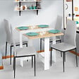 ID MARKET - Table console pliable EDI 2-4 personnes bois blanc plateau façon hêtre 103 x 76 cm - vignette