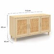 ID MARKET - Buffet bas vintage 113 cm ELIN 3 portes effet naturel cannage - vignette