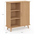 ID MARKET - Buffet d'appoint 3 étagères et placard 70 cm JULIETTE effet lattes tasseau bois - vignette