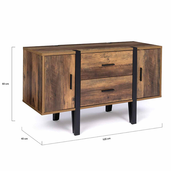 ID MARKET - Buffet bas 105 cm AUSTRIA bois pied épingle - large