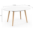 ID MARKET - Table à manger extensible ronde ANGELA 4-8 personnes blanc pied bois 110 - 150 cm - vignette