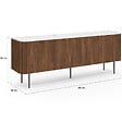 ID MARKET - Buffet bas 160 cm MARLA 4 portes effet noyer et lattes et plateau marbre blanc ALASKA - vignette