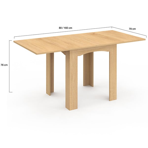ID MARKET - Table à manger extensible rectangle DONA 4-8 personnes hêtre 80-160 cm - large