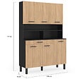 ID MARKET - Buffet de cuisine 120 CM CINA 6 portes + tiroir noir et façon hêtre - vignette
