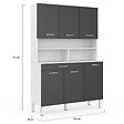 ID MARKET - Buffet de cuisine 120 CM CINA 6 portes + tiroir blanc et gris brillant - vignette