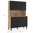 ID MARKET - Buffet de cuisine 120 CM CINA 6 portes + tiroir façon hêtre et noir - vignette
