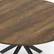 ID MARKET - Table à manger ronde ALIX 6 personnes pied araignée noir et plateau bois foncé HAWKINS 110 cm - vignette