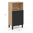 ID MARKET - Buffet mi-haut de cuisine pour micro-onde 60 cm CINA 1 tiroir 2 portes façon hêtre et noir - vignette