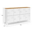 ID MARKET - Buffet casier 139 cm ESTER 8 portes en métal blanc plateau bois design industriel - vignette