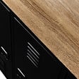 ID MARKET - Meuble de bar buffet ESTER 3 portes en métal noir plateau façon hêtre - vignette