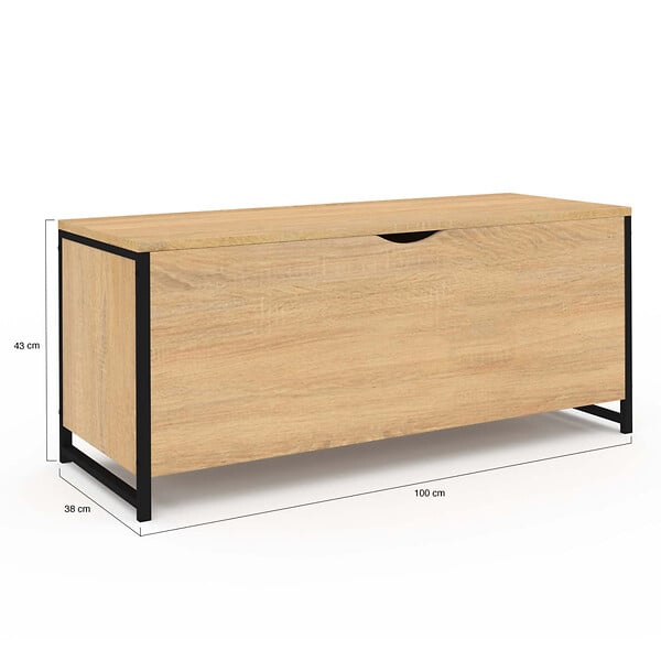 ID MARKET - Banc coffre rangement sur pied 100 cm DETROIT design industriel - large