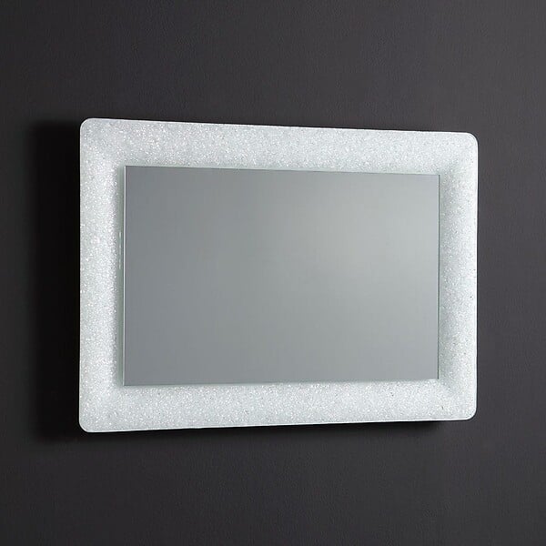 KIAMAMI VALENTINA - Miroir Blanc Encadré En Verre Fusionné Avec Grit Et Led 90X62 - large