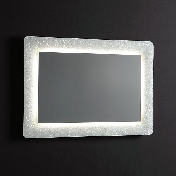 KIAMAMI VALENTINA - Miroir Blanc Encadré En Verre Fusionné Avec Grit Et Led 90X62 - large