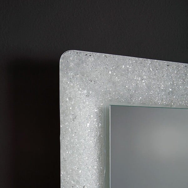 KIAMAMI VALENTINA - Miroir Blanc Encadré En Verre Fusionné Avec Grit Et Led 90X62 - large