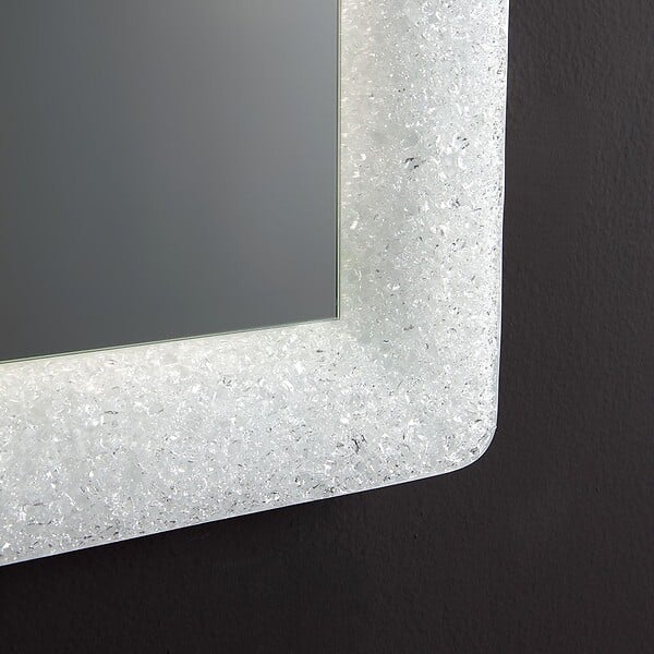 KIAMAMI VALENTINA - Miroir Blanc Encadré En Verre Fusionné Avec Grit Et Led 90X62 - large