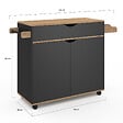 ID MARKET - Desserte de cuisine COSY XXL placard avec tiroir noir et plateaux façon hêtre L.90 CM - vignette