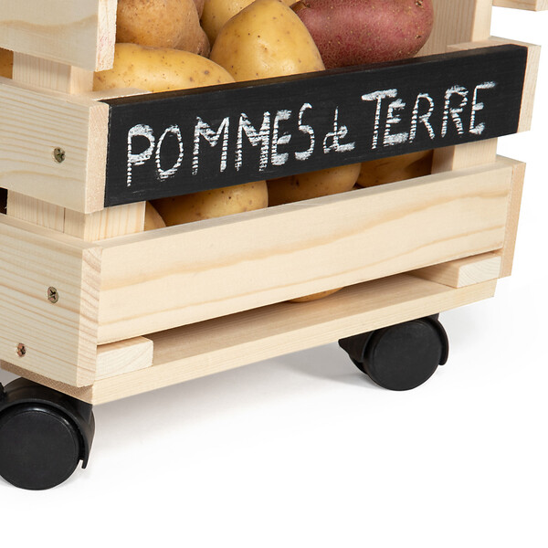 ID MARKET - Lot de 3 clayettes en bois empilables pour fruits et légumes - large