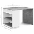 ID MARKET - Ilot central mange debout 4 personnes VITO 130 cm blanc et plateau effet béton - vignette