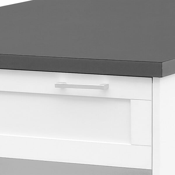 ID MARKET - Ilot central mange-debout 4 personnes VITO 130 cm blanc et plateau gris - large