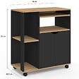 ID MARKET - Desserte de cuisine COSI bois noir et plateaux façon hêtre L.76 CM - vignette