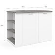 ID MARKET - Ilot central TIBO 120 cm bois blanc avec plan de travail façon béton - vignette