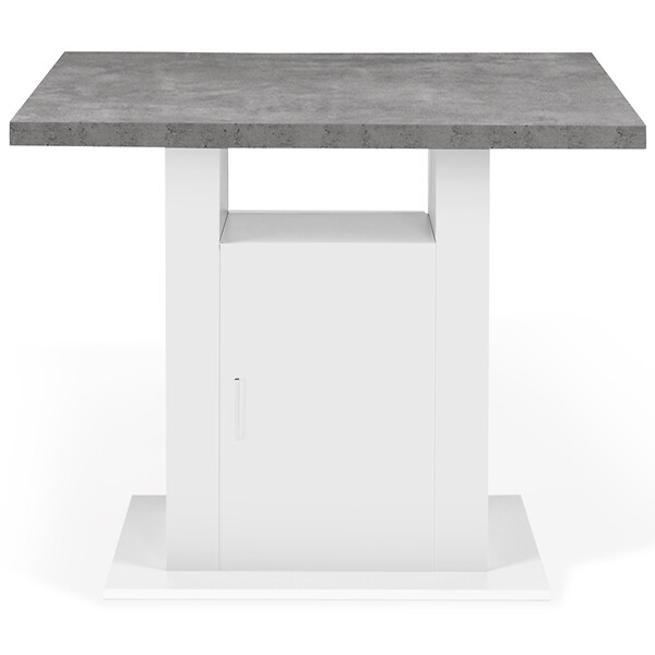 ID MARKET - Ilot central UGO 110 cm plateau effet béton et blanc avec rangements - large