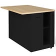 ID MARKET - Ilot central IVO 120 cm bois noir avec plan de travail façon hêtre - vignette