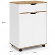 ID MARKET - Desserte de cuisine COSY placard avec tiroir bois blanc et plateaux façon hêtre L.60 CM - vignette
