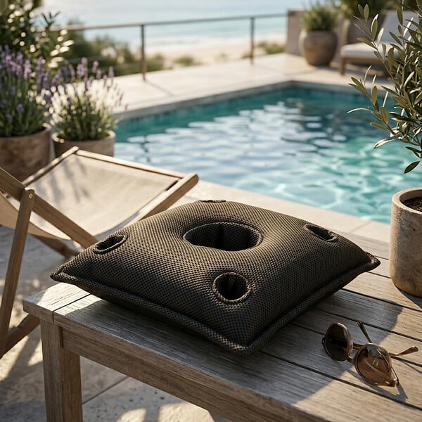 SOO  SANTAI - Coussin bar piscine flottant avec porte-verres 75 × 75 × 25 cm extérieur SANS billes – Noir (PPF7575-7) - large