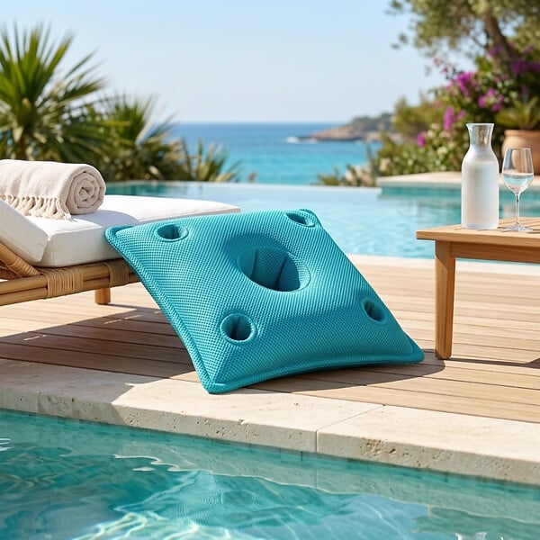 SOO  SANTAI - Coussin bar piscine flottant avec porte-verres 75 × 75 × 25 cm extérieur SANS billes – Bleu (PPF7575-4) - large