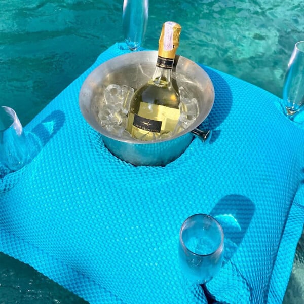 SOO  SANTAI - Coussin bar piscine flottant avec porte-verres 75 × 75 × 25 cm extérieur SANS billes – Bleu (PPF7575-4) - large