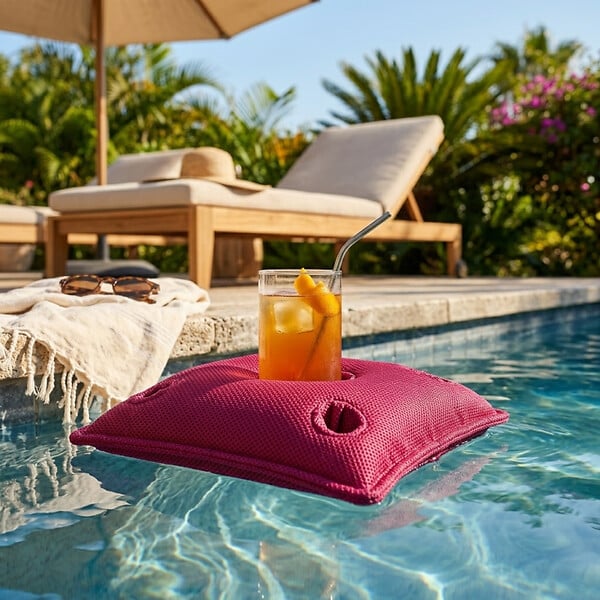 SOO  SANTAI - Coussin bar piscine flottant avec porte-verres 75 × 75 × 25 cm extérieur SANS billes – Rose (PPF7575-3) - large