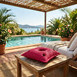 SOO  SANTAI - Coussin bar piscine flottant avec porte-verres 75 × 75 × 25 cm extérieur SANS billes – Rose (PPF7575-3) - vignette