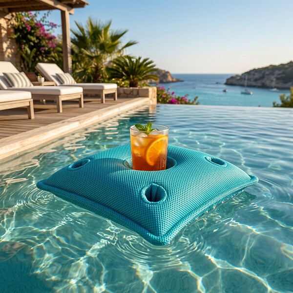 SOO  SANTAI - Coussin bar piscine flottant avec porte-verres 75 × 75 × 25 cm extérieur SANS billes – Vert (PPF7575-2) - large