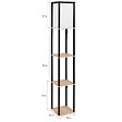 ID MARKET - Lampadaire industriel en bois noir avec étagères en bois clair et abat-jour carré blanc - vignette