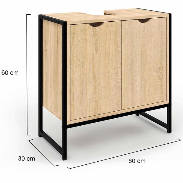 ID MARKET - Meuble sous lavabo salle de bain DETROIT design industriel - large