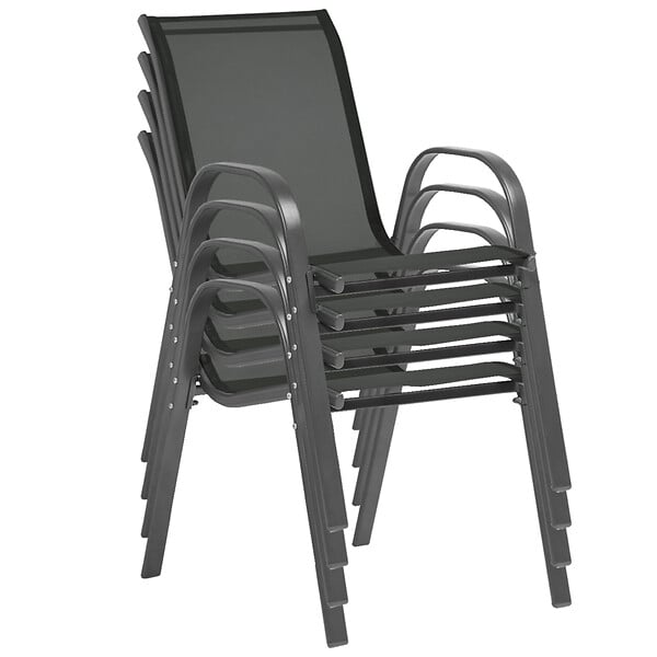 ID MARKET - Salon de jardin POLY table extensible 135-270 CM et 12 chaises gris foncé - large