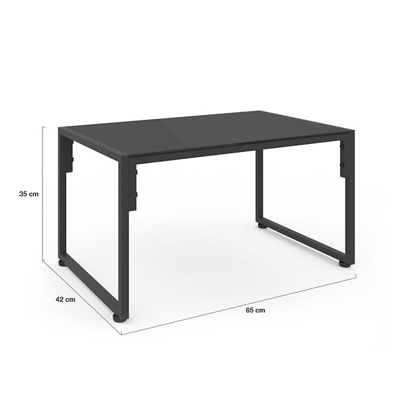 ID MARKET - Salon de jardin bas NAIROBI 6 places en acier gris anthracite - large