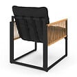 ID MARKET - Salon de jardin bas RIO 6 places structure métal noir, cordage effet rotin clair et coussins noirs - vignette