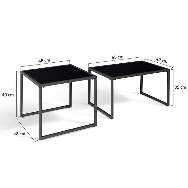 ID MARKET - Salon de jardin bas NAIROBI 8 places salon d'angle en acier gris anthracite - large