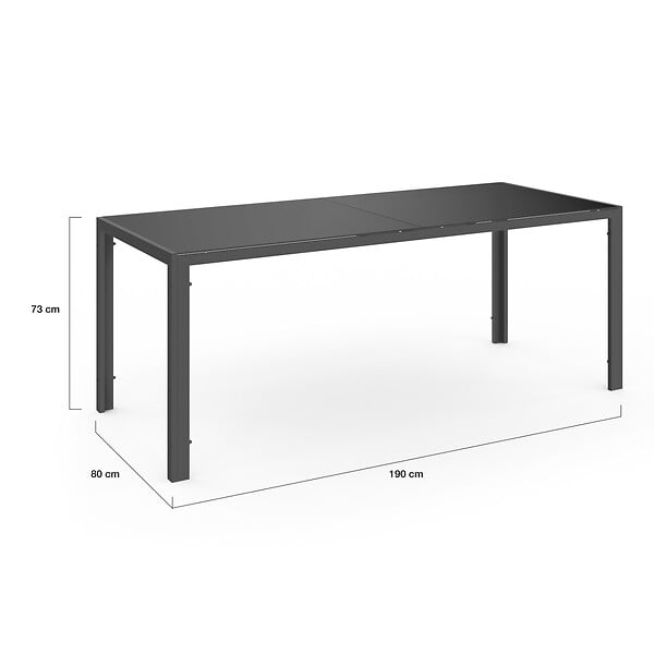 ID MARKET - Salon de jardin MADRID table 190 CM et 8 chaises empilables bleu canard - large