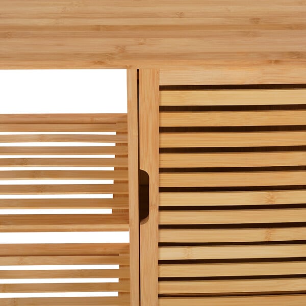 ID MARKET - Meuble de rangement salle de bain bambou BEA 3 étagères avec placard - large