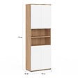 ID MARKET - Meuble armoire colonne salle de bain TOMI 4 portes 2 niches façon hêtre et blanc - vignette