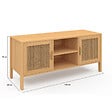 ID MARKET - Meuble TV 110 cm EDHEN 2 portes bois et cannage - vignette