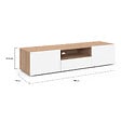 ID MARKET - Meuble TV 140 cm ELI bois façon hêtre portes blanches - vignette