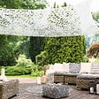 ID MARKET - Voile d'ombrage rectangulaire design ombrière camouflage 4x6 M blanc - vignette