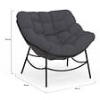 ID MARKET - Fauteuil de jardin relax LOA effet rotin gris et coussin gris - vignette
