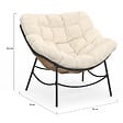 ID MARKET - Fauteuil de jardin relax LOA effet rotin avec coussin écru - vignette
