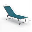ID MARKET - Lot de 2 transats de jardin inclinables KAILUA en acier gris anthracite et toile bleu canard - vignette